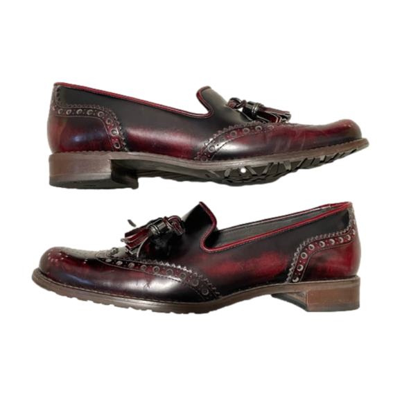 Stuart Weitzman Patent Leather Oxford Loafers Burgundy Size 6 - Picture 4 of 12